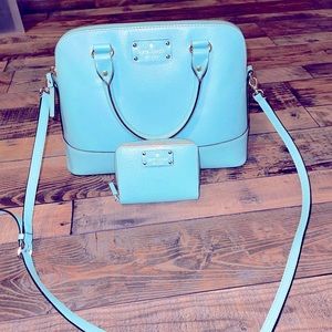 kate spade blue purse and wallet